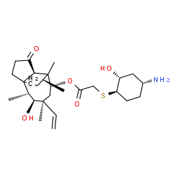 ChemSpider 2D Image | (2R,3S,4S,6R,8R)-3-Hydroxy-2,4,7,14-tetramethyl-9-oxo-4-vinyltricyclo[5.4.3.0~1,8~]tetradec-6-yl {[(1R,2R,4R)-4-amino-2-hydroxycyclohexyl]sulfanyl}acetate | C28H45NO5S