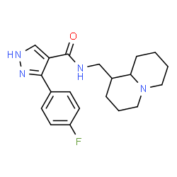 ChemSpider 2D Image | 3-(4-Fluorophenyl)-N-(octahydro-2H-quinolizin-1-ylmethyl)-1H-pyrazole-4-carboxamide | C20H25FN4O