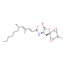 ChemSpider 2D Image | (2E,4E,6S)-N-[(1R,2s,3S,4'R,5R,5'S,7S)-5'-Hydroxy-6-oxodihydro-3'H-spiro[4,8-dioxatricyclo[5.1.0.0~3,5~]octane-2,2'-furan]-4'-yl]-4,6-dimethyl-2,4-dodecadienamide | C23H33NO6