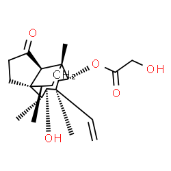 ChemSpider 2D Image | (2R,3S,4S,6R,8R)-3-Hydroxy-2,4,7,12-tetramethyl-9-oxo-4-vinyltricyclo[5.4.3.0~1,8~]tetradec-6-yl glycolate | C22H34O5