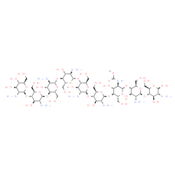 ChemSpider 2D Image | 2-Amino-2-deoxy-beta-D-glucopyranosyl-(1->4)-2-amino-2-deoxy-beta-D-glucopyranosyl-(1->4)-2-amino-2-deoxy-beta-D-glucopyranosyl-(1->4)-2-amino-2-deoxy-beta-D-glucopyranosyl-(1->4)-2-amino-2-deoxy-beta
-D-glucopyranosyl-(1->4)-2-amino-2-deoxy-beta-D-glucopyranosyl-(1->4)-2-deoxy-2-[(methoxycarbonyl)amino]-beta-D-glucopyranosyl-(1->4)-2-amino-2-deoxy-beta-D-glucopyranosyl-(1->4)-2-amino-2-deoxy-beta-
D-glucopyranose | C56H103N9O39