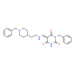 ChemSpider 2D Image | (5E)-1-Benzyl-5-({[2-(1-benzyl-4-piperidinyl)ethyl]amino}methylene)-2,4,6(1H,3H,5H)-pyrimidinetrione | C26H30N4O3