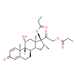 ChemSpider 2D Image | (8alpha,9beta,10alpha,11alpha,13alpha,14beta,16alpha,17alpha)-9-Fluoro-11-hydroxy-16-methyl-3,20-dioxopregna-1,4-diene-17,21-diyl dipropanoate | C28H37FO7