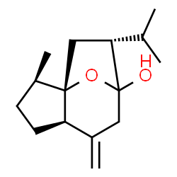 ChemSpider 2D Image | (1S,2R,5R,9R)-9-Isopropyl-2-methyl-6-methylene-11-oxatricyclo[6.2.1.0~1,5~]undecan-8-ol | C15H24O2