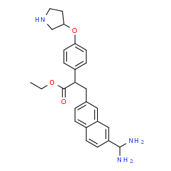ChemSpider 2D Image | Ethyl 3-[7-(diaminomethyl)-2-naphthyl]-2-[4-(3-pyrrolidinyloxy)phenyl]propanoate | C26H31N3O3