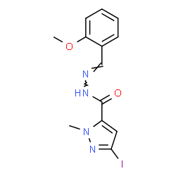 ChemSpider 2D Image | 3-Iodo-N'-[(E)-(2-methoxyphenyl)methylene]-1-methyl-1H-pyrazole-5-carbohydrazide | C13H13IN4O2