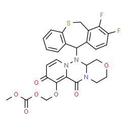 ChemSpider 2D Image | {[12-(7,8-Difluoro-6,11-dihydrodibenzo[b,e]thiepin-11-yl)-6,8-dioxo-3,4,6,8,12,12a-hexahydro-1H-[1,4]oxazino[3,4-c]pyrido[2,1-f][1,2,4]triazin-7-yl]oxy}methyl methyl carbonate | C27H23F2N3O7S