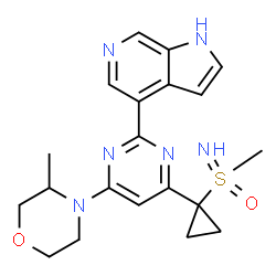 ChemSpider 2D Image | 4-{4-(3-Methyl-4-morpholinyl)-6-[1-(S-methylsulfonimidoyl)cyclopropyl]-2-pyrimidinyl}-1H-pyrrolo[2,3-c]pyridine | C20H24N6O2S