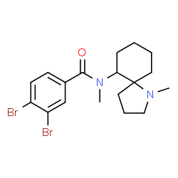 ChemSpider 2D Image | 3,4-Dibromo-N-methyl-N-(1-methyl-1-azaspiro[4.5]dec-6-yl)benzamide | C18H24Br2N2O