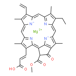 ChemSpider 2D Image | Magnesium 3-[(E)-2-carboxyvinyl]-14-ethyl-21-(methoxycarbonyl)-4,8,13,18-tetramethyl-20-oxo-9-vinyl-3,4,23,25-tetradehydrophorbine-23,25-diide | C35H30MgN4O5