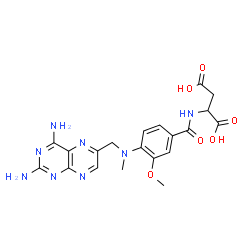 ChemSpider 2D Image | N-(4-{[(2,4-Diamino-6-pteridinyl)methyl](methyl)amino}-3-methoxybenzoyl)aspartic acid | C20H22N8O6