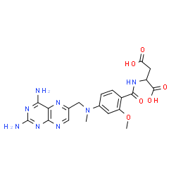ChemSpider 2D Image | N-(4-{[(2,4-Diamino-6-pteridinyl)methyl](methyl)amino}-2-methoxybenzoyl)aspartic acid | C20H22N8O6