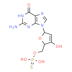 ChemSpider 2D Image | O-{[5-(2-Amino-6-oxo-1,6-dihydro-9H-purin-9-yl)-3-hydroxy-2,5-dihydro-2-furanyl]methyl} dihydrogen phosphorothioate | C10H12N5O6PS