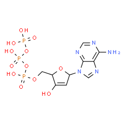 ChemSpider 2D Image | Triphosphoric acid, mono[[5-(6-amino-9H-purin-9-yl)-2,5-dihydro-3-hydroxy-2-furanyl]methyl] ester | C10H14N5O12P3