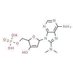ChemSpider 2D Image | {5-[6-Amino-8-(dimethylamino)-9H-purin-9-yl]-3-hydroxy-2,5-dihydro-2-furanyl}methyl dihydrogen phosphate | C12H17N6O6P