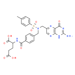 ChemSpider 2D Image | N-[4-({[(2-Amino-4-oxo-1,4-dihydro-6-pteridinyl)methyl][(4-methylphenyl)sulfonyl]amino}methyl)benzoyl]glutamic acid | C27H27N7O8S