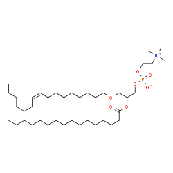 ChemSpider 2D Image | 3-[(9Z)-9-Hexadecen-1-yloxy]-2-(palmitoyloxy)propyl 2-(trimethylammonio)ethyl phosphate | C40H80NO7P