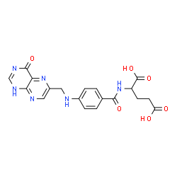 ChemSpider 2D Image | N-(4-{[(4-Oxo-1,4-dihydro-6-pteridinyl)methyl]amino}benzoyl)glutamic acid | C19H18N6O6