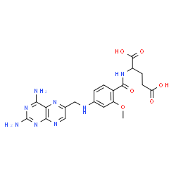 ChemSpider 2D Image | N-(4-{[(2,4-Diamino-6-pteridinyl)methyl]amino}-2-methoxybenzoyl)glutamic acid | C20H22N8O6