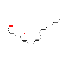 ChemSpider 2D Image | (6E,8Z,10E)-5,12-Dihydroxy-6,8,10-icosatrienoic acid | C20H34O4