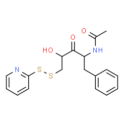 ChemSpider 2D Image | N-[4-Hydroxy-3-oxo-1-phenyl-5-(2-pyridinyldisulfanyl)-2-pentanyl]acetamide (non-preferred name) | C18H20N2O3S2
