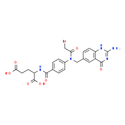 ChemSpider 2D Image | N-(4-{[(2-Amino-4-oxo-1,4-dihydro-6-quinazolinyl)methyl](bromoacetyl)amino}benzoyl)glutamic acid | C23H22BrN5O7