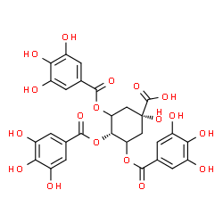 ChemSpider 2D Image | 1-Hydroxy-3,4,5-tris[(3,4,5-trihydroxybenzoyl)oxy]cyclohexanecarboxylic acid | C28H24O18