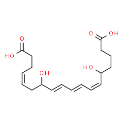 ChemSpider 2D Image | (4Z,8E,10E,12Z)-7,14-Dihydroxy-4,8,10,12-octadecatetraenedioic acid | C18H26O6