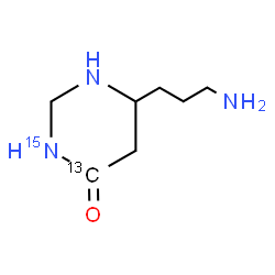 ChemSpider 2D Image | 6-(3-Aminopropyl)(4-~13~C,3-~15~N)tetrahydro-4(1H)-pyrimidinone | C613CH15N215NO