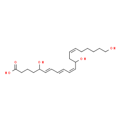 ChemSpider 2D Image | (6E,8E,10Z,14Z)-5,12,20-Trihydroxy-6,8,10,14-icosatetraenoic acid | C20H32O5
