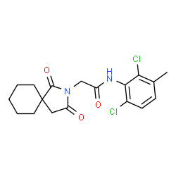 ChemSpider 2D Image | N-(2,6-Dichloro-3-methylphenyl)-2-(1,3-dioxo-2-azaspiro[4.5]dec-2-yl)acetamide | C18H20Cl2N2O3