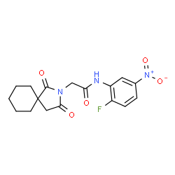 ChemSpider 2D Image | 2-(1,3-Dioxo-2-azaspiro[4.5]dec-2-yl)-N-(2-fluoro-5-nitrophenyl)acetamide | C17H18FN3O5