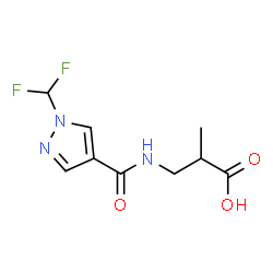 ChemSpider 2D Image | 3-({[1-(Difluoromethyl)-1H-pyrazol-4-yl]carbonyl}amino)-2-methylpropanoic acid | C9H11F2N3O3