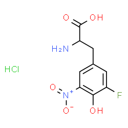 ChemSpider 2D Image | 3-Fluoro-5-nitrotyrosine hydrochloride (1:1) | C9H10ClFN2O5
