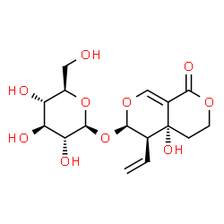 ChemSpider 2D Image | (4aR,5R,6R)-4a-Hydroxy-1-oxo-5-vinyl-4,4a,5,6-tetrahydro-1H,3H-pyrano[3,4-c]pyran-6-yl beta-D-glucopyranoside | C16H22O10