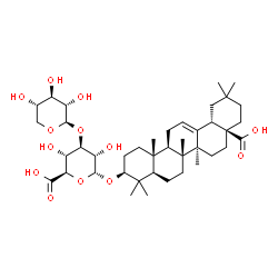 ChemSpider 2D Image | (3beta)-28-Hydroxy-28-oxoolean-12-en-3-yl 3-O-beta-L-xylopyranosyl-alpha-L-glucopyranosiduronic acid | C41H64O13