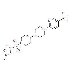 ChemSpider 2D Image | 1-{1-[(1-Methyl-1H-imidazol-4-yl)sulfonyl]-4-piperidinyl}-4-[5-(trifluoromethyl)-2-pyridinyl]piperazine | C19H25F3N6O2S