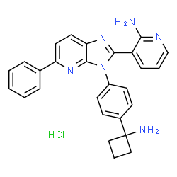 ChemSpider 2D Image | 3-{3-[4-(1-Aminocyclobutyl)phenyl]-5-phenyl-3H-imidazo[4,5-b]pyridin-2-yl}-2-pyridinamine hydrochloride (1:1) | C27H25ClN6
