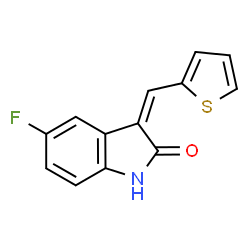 ChemSpider 2D Image | (3Z)-5-Fluoro-3-(2-thienylmethylene)-1,3-dihydro-2H-indol-2-one | C13H8FNOS