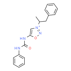 ChemSpider 2D Image | 5-[(Phenylcarbamoyl)amino]-3-(1-phenyl-2-propanyl)-1,2,3-oxadiazol-3-ium | C18H19N4O2