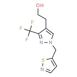 ChemSpider 2D Image | 2-[1-(1,2-Thiazol-5-ylmethyl)-3-(trifluoromethyl)-1H-pyrazol-4-yl]ethanol | C10H10F3N3OS