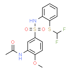 ChemSpider 2D Image | N-[5-({2-[(Difluoromethyl)sulfanyl]phenyl}sulfamoyl)-2-methoxyphenyl]acetamide | C16H16F2N2O4S2