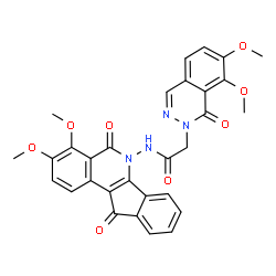 ChemSpider 2D Image | N-(3,4-Dimethoxy-5,11-dioxo-5,11-dihydro-6H-indeno[1,2-c]isoquinolin-6-yl)-2-(7,8-dimethoxy-1-oxo-2(1H)-phthalazinyl)acetamide | C30H24N4O8