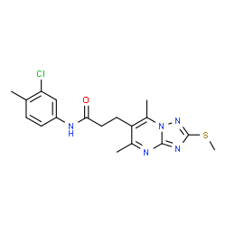 ChemSpider 2D Image | N-(3-Chloro-4-methylphenyl)-3-[5,7-dimethyl-2-(methylsulfanyl)[1,2,4]triazolo[1,5-a]pyrimidin-6-yl]propanamide | C18H20ClN5OS