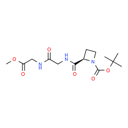 ChemSpider 2D Image | Methyl N-{[(2R)-1-{[(2-methyl-2-propanyl)oxy]carbonyl}-2-azetidinyl]carbonyl}glycylglycinate | C14H23N3O6