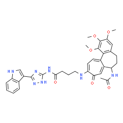 ChemSpider 2D Image | 4-[(7-Acetamido-1,2,3-trimethoxy-9-oxo-5,6,7,9-tetrahydrobenzo[a]heptalen-10-yl)amino]-N-[3-(1H-indol-3-yl)-1H-1,2,4-triazol-5-yl]butanamide | C35H37N7O6