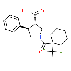 ChemSpider 2D Image | (3S,4R)-4-Phenyl-1-{[1-(trifluoromethyl)cyclohexyl]carbonyl}-3-pyrrolidinecarboxylic acid | C19H22F3NO3
