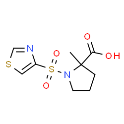 ChemSpider 2D Image | 2-Methyl-1-(1,3-thiazol-4-ylsulfonyl)proline | C9H12N2O4S2