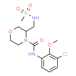 ChemSpider 2D Image | N-(3-Chloro-2-methoxyphenyl)-3-{[(methylsulfonyl)amino]methyl}-4-morpholinecarboxamide | C14H20ClN3O5S