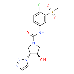 ChemSpider 2D Image | (3R,4R)-N-[4-Chloro-3-(methylsulfonyl)phenyl]-3-hydroxy-4-(1H-1,2,3-triazol-1-yl)-1-pyrrolidinecarboxamide | C14H16ClN5O4S